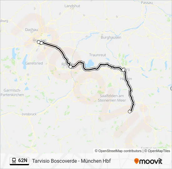Поезд 62N: карта маршрута