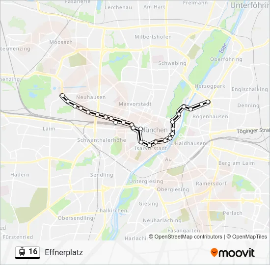 Трамвай 16: карта маршрута
