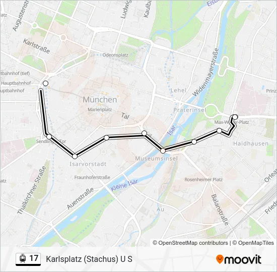 Трамвай 17: карта маршрута