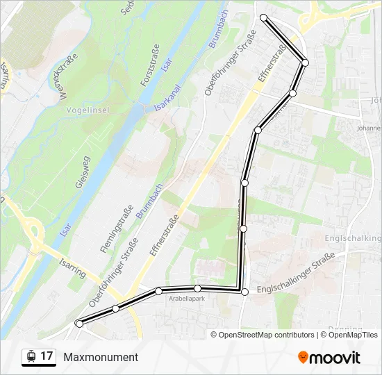 Трамвай 17: карта маршрута