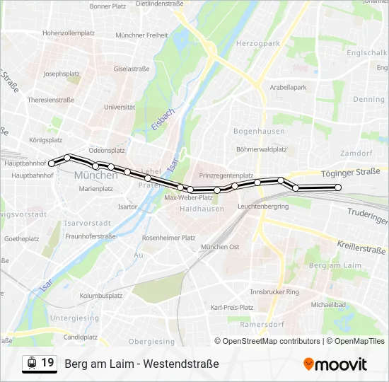 Трамвай 19: карта маршрута