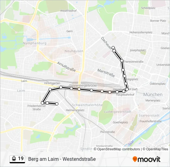 Трамвай 19: карта маршрута