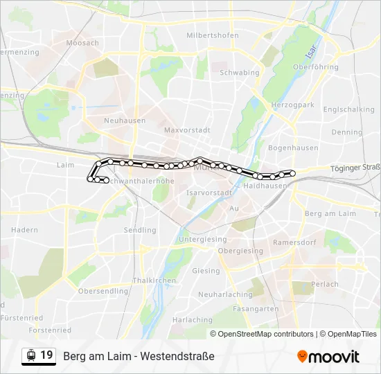 Трамвай 19: карта маршрута