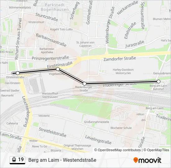 Трамвай 19: карта маршрута