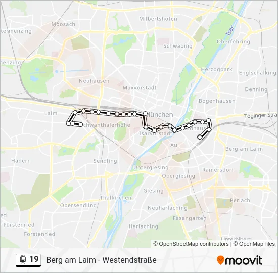 Трамвай 19: карта маршрута