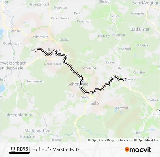 Поезд RB95: карта маршрута