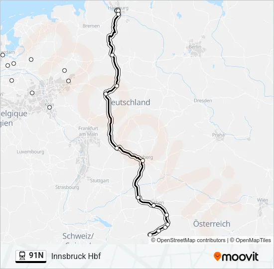 91N Train Line Map