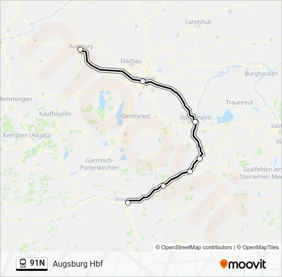 Поезд 91N: карта маршрута