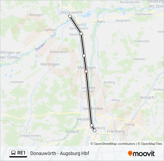 Автобус RE1: карта маршрута