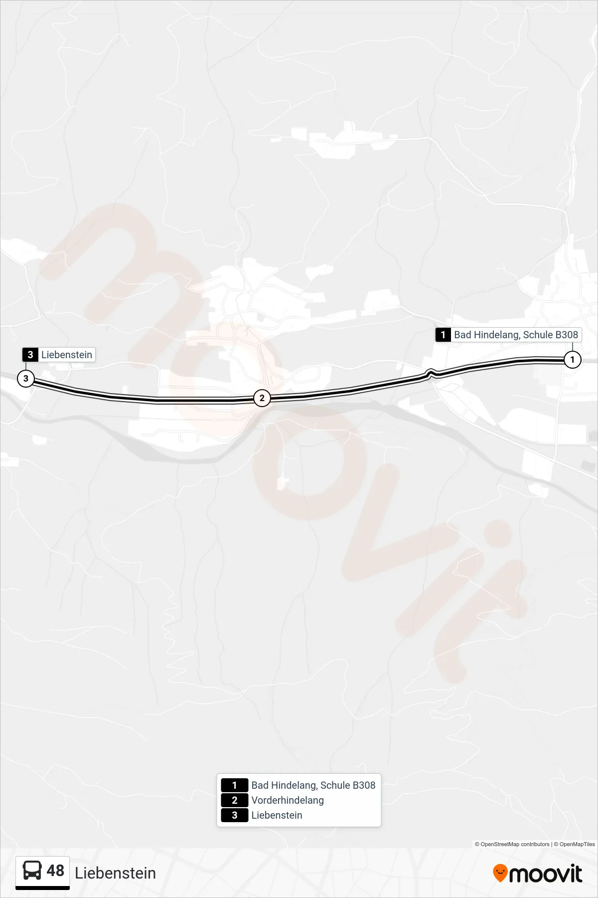 48 bus Line (Liebenstein) route and stops on a map