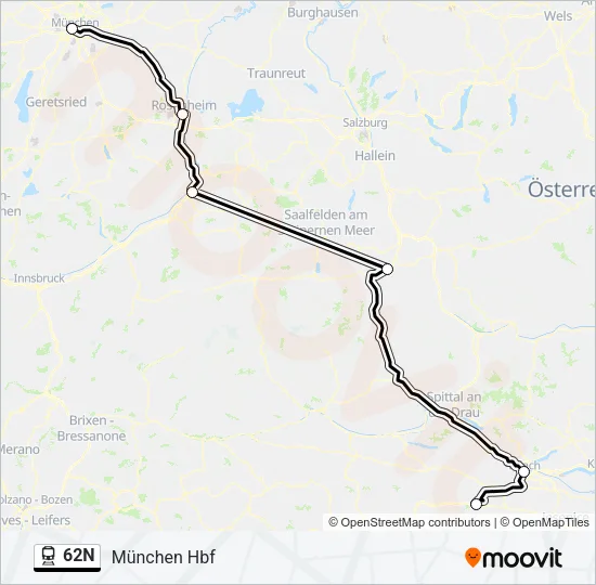 Поезд 62N: карта маршрута