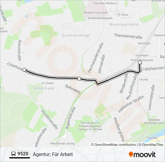 Автобус 9520: карта маршрута
