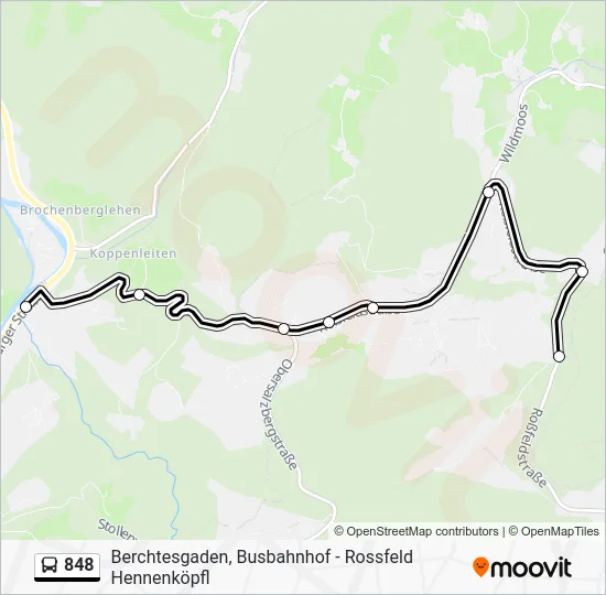 Автобус 848: карта маршрута