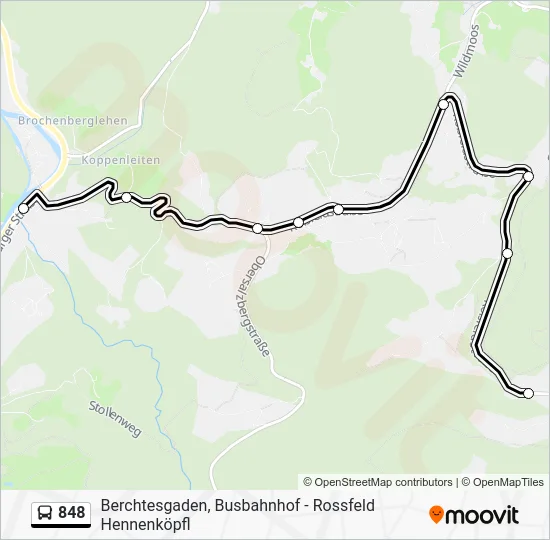 Автобус 848: карта маршрута