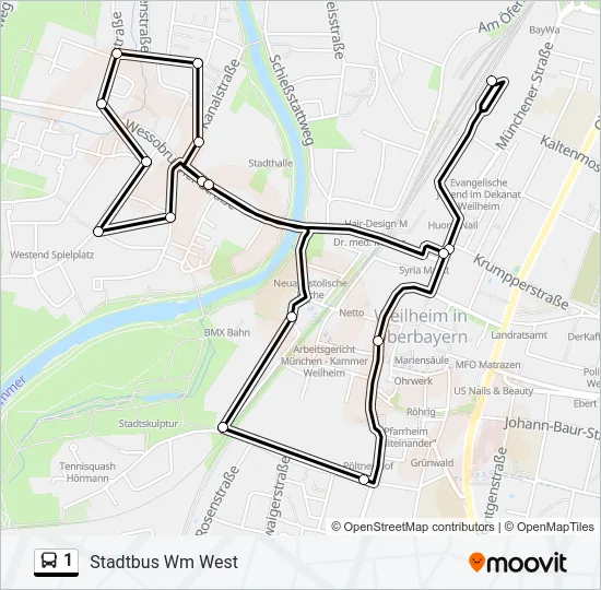 1 Bus Line Map