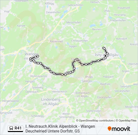 Автобус R41: карта маршрута