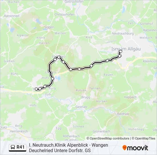 Автобус R41: карта маршрута