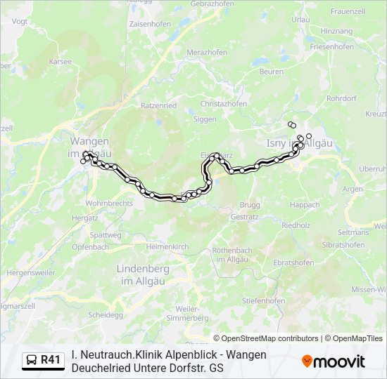 Автобус R41: карта маршрута
