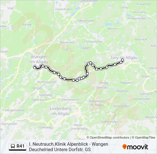 Автобус R41: карта маршрута