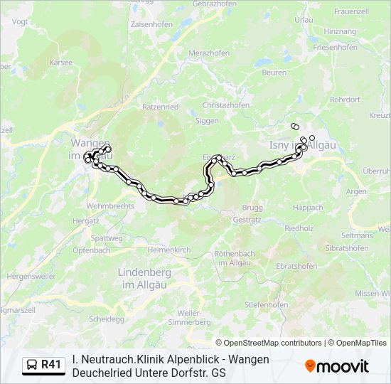 Автобус R41: карта маршрута
