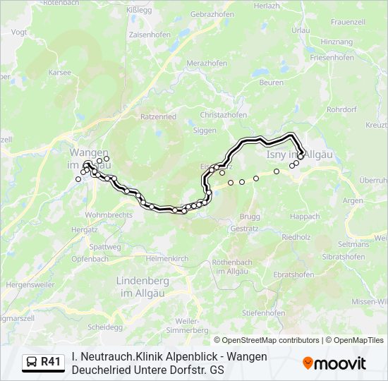 Автобус R41: карта маршрута