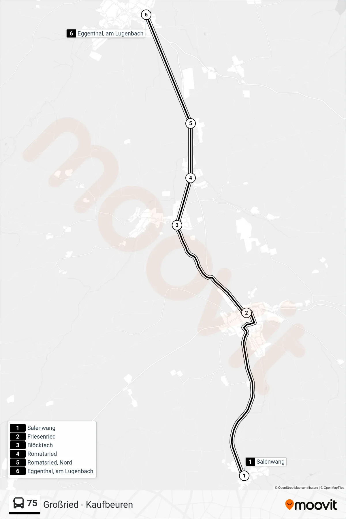 Linie 75 (Bus) Richtung Eggenthal: Route und Haltestellen auf der Karte
