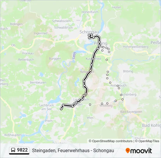 Автобус 9822: карта маршрута