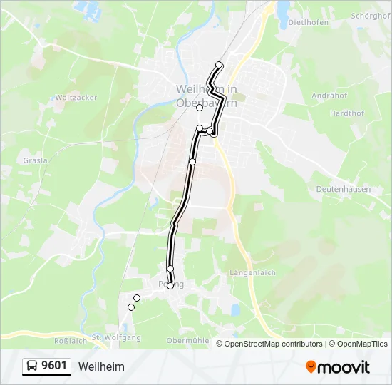 Автобус 9601: карта маршрута