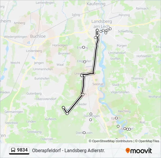 Автобус 9834: карта маршрута