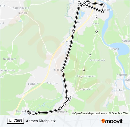 Автобус 7569: карта маршрута