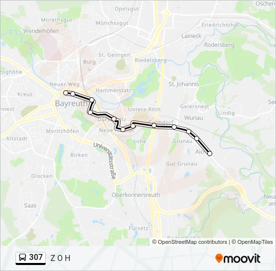 307 Bus Line Map
