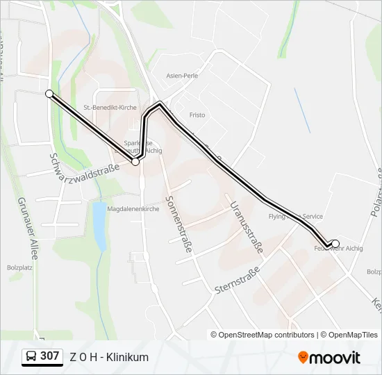 307 Bus Line Map