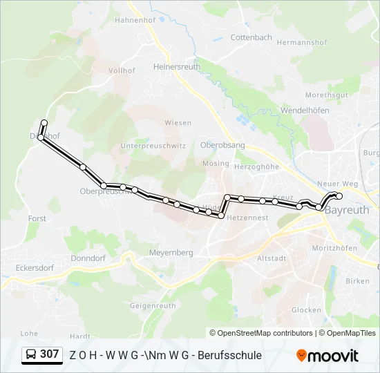 307 Bus Line Map