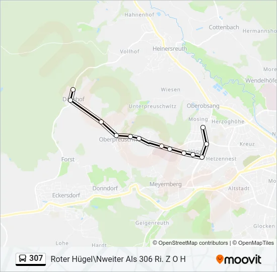307 Bus Line Map