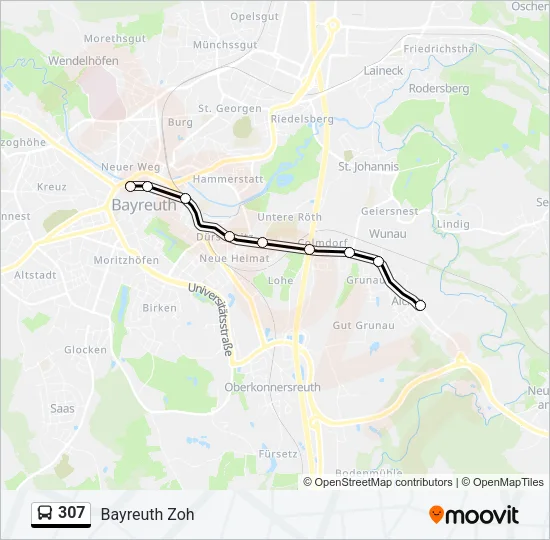 307 Bus Line Map
