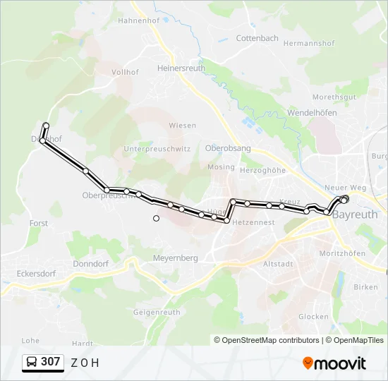 307 Bus Line Map