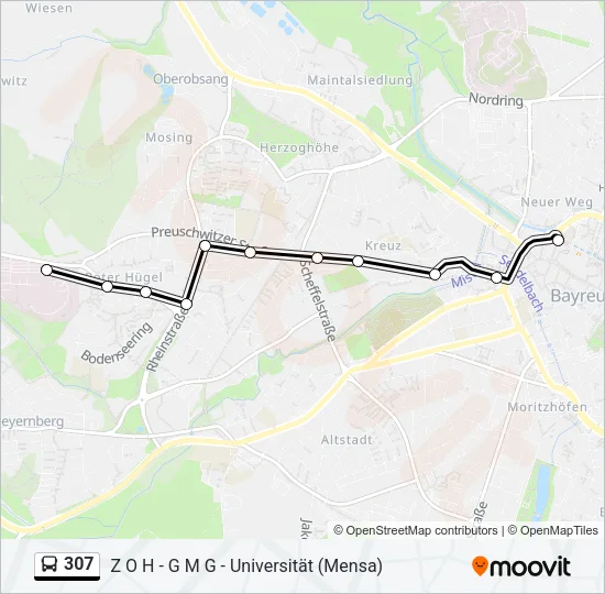 307 Bus Line Map