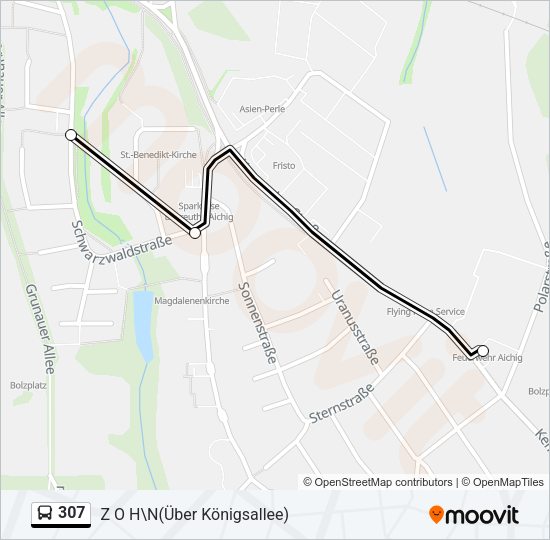 Автобус 307: карта маршрута