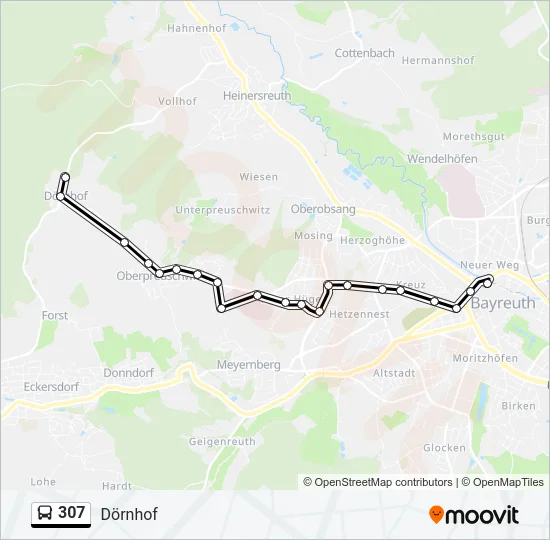 307 Bus Line Map