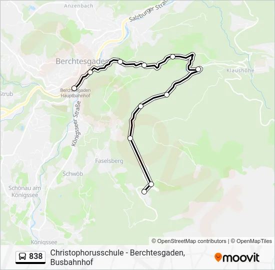 Автобус 838: карта маршрута