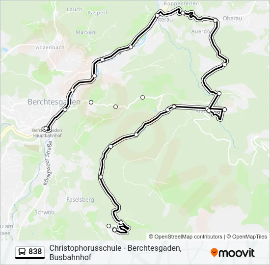 838 Bus Line Map
