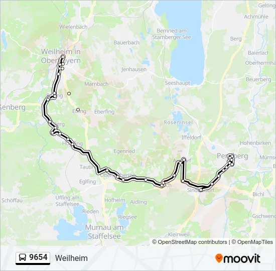 Автобус 9654: карта маршрута