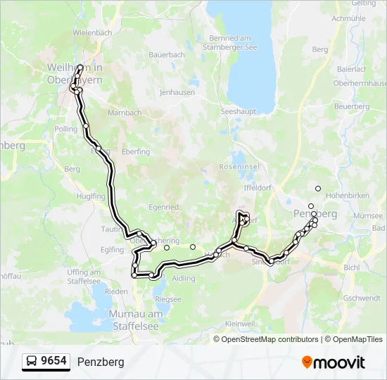 Автобус 9654: карта маршрута