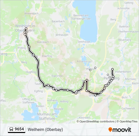 Автобус 9654: карта маршрута