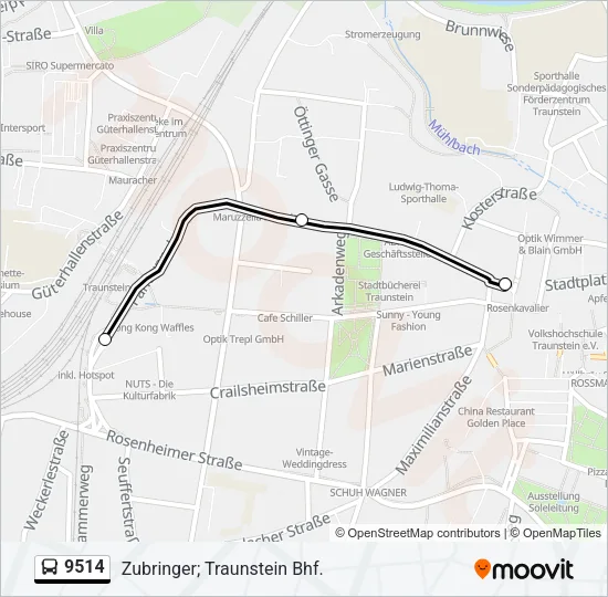 Автобус 9514: карта маршрута