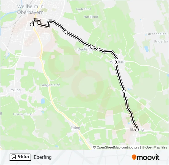 Автобус 9655: карта маршрута