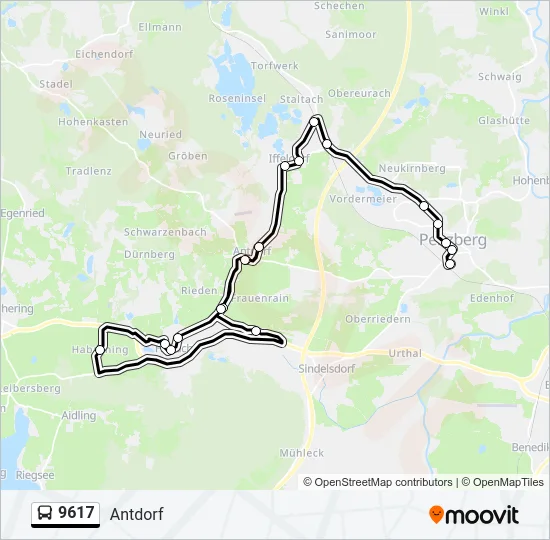 Автобус 9617: карта маршрута