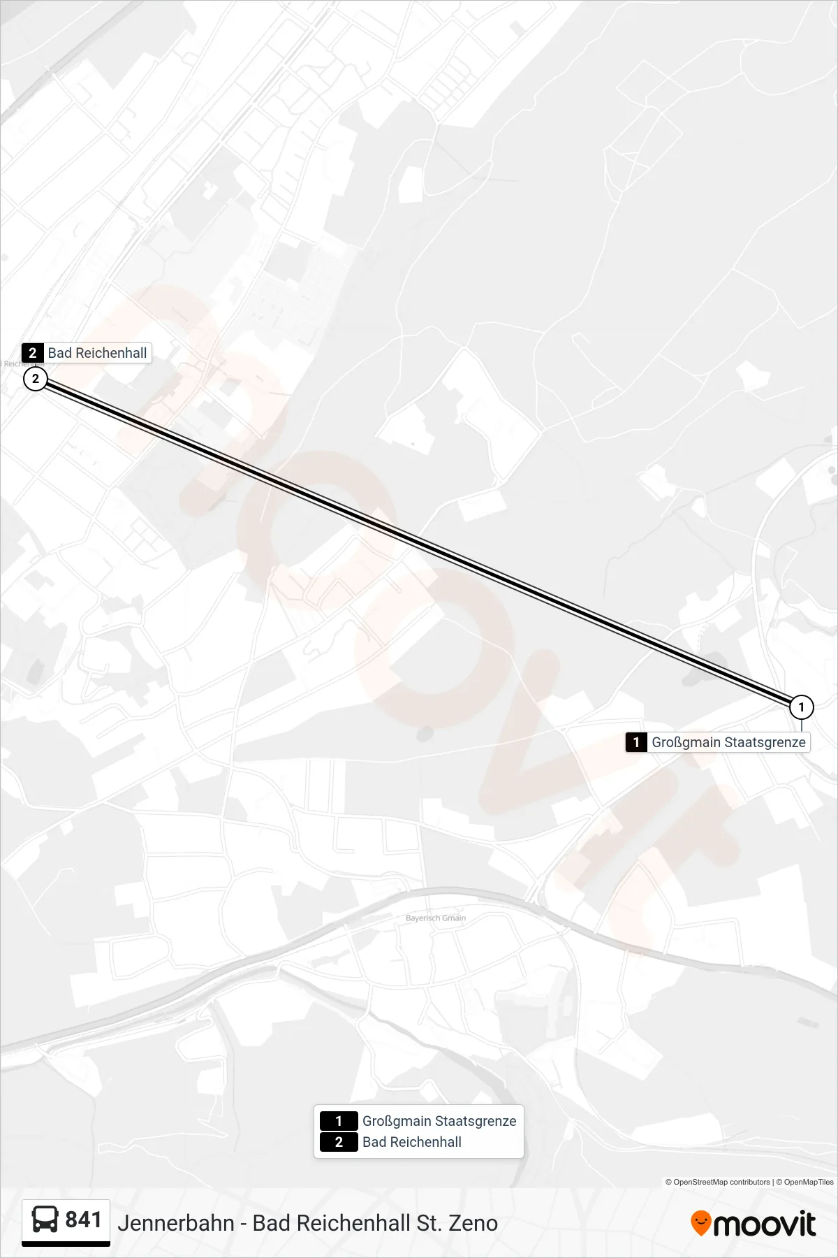 841 bus Line (Schulbus) route and stops on a map