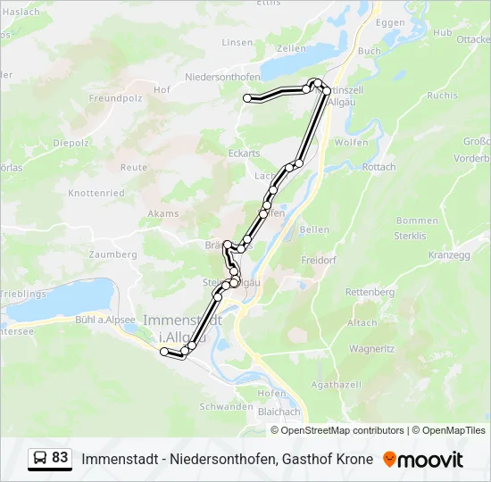 Автобус 83: карта маршрута