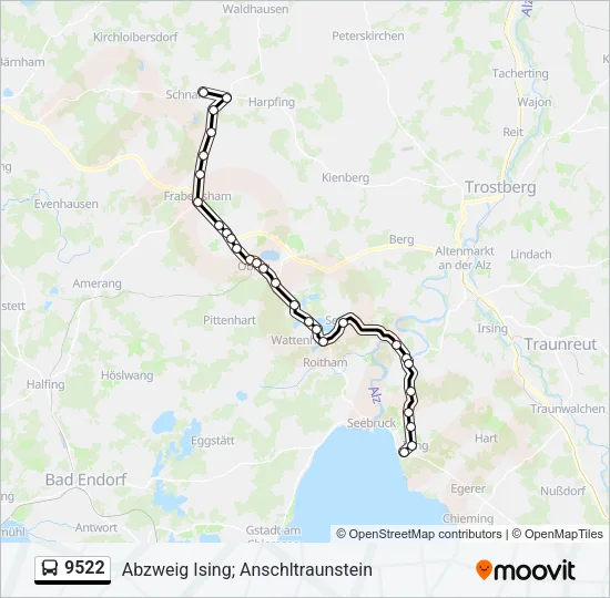 Автобус 9522: карта маршрута